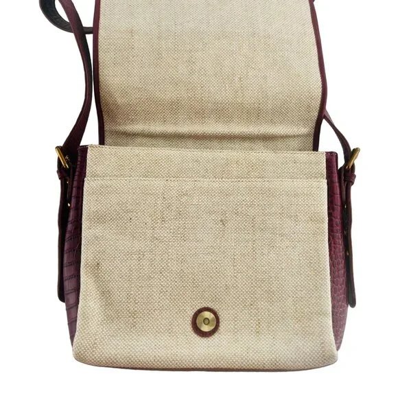 Sharif Canvas & Crocodile Leather Crossbody Bag With Lion Head Accent - Picture 8 of 13